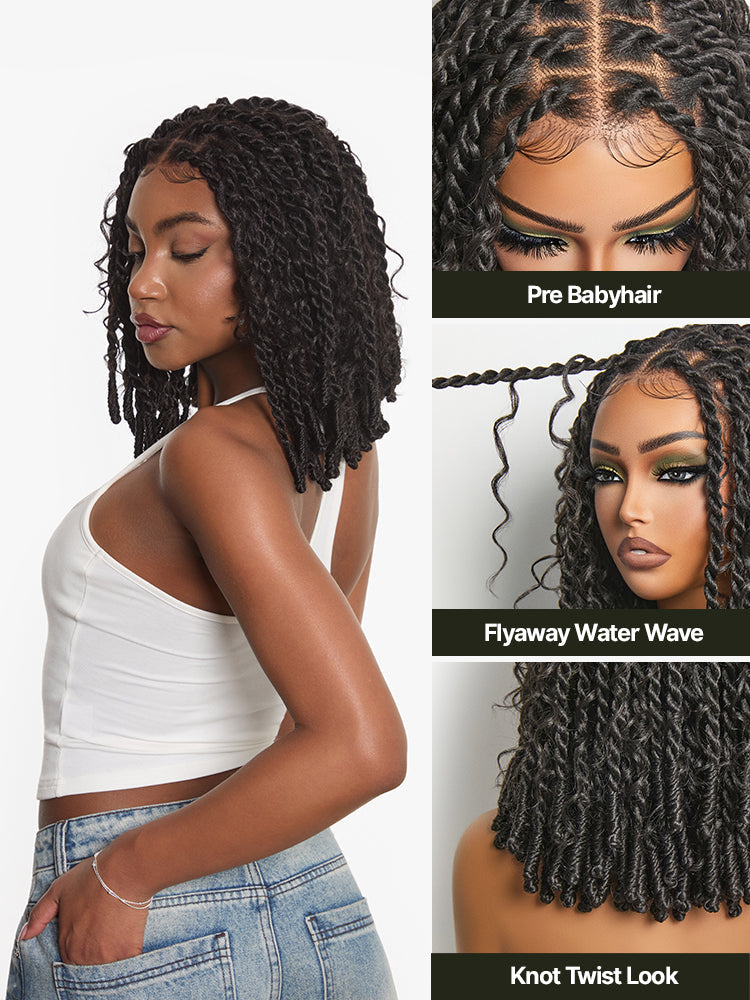 Élorvane Fiber Boho Knot Twist Bob Wig 13x5 Lace Front Wig Beginner Friendly