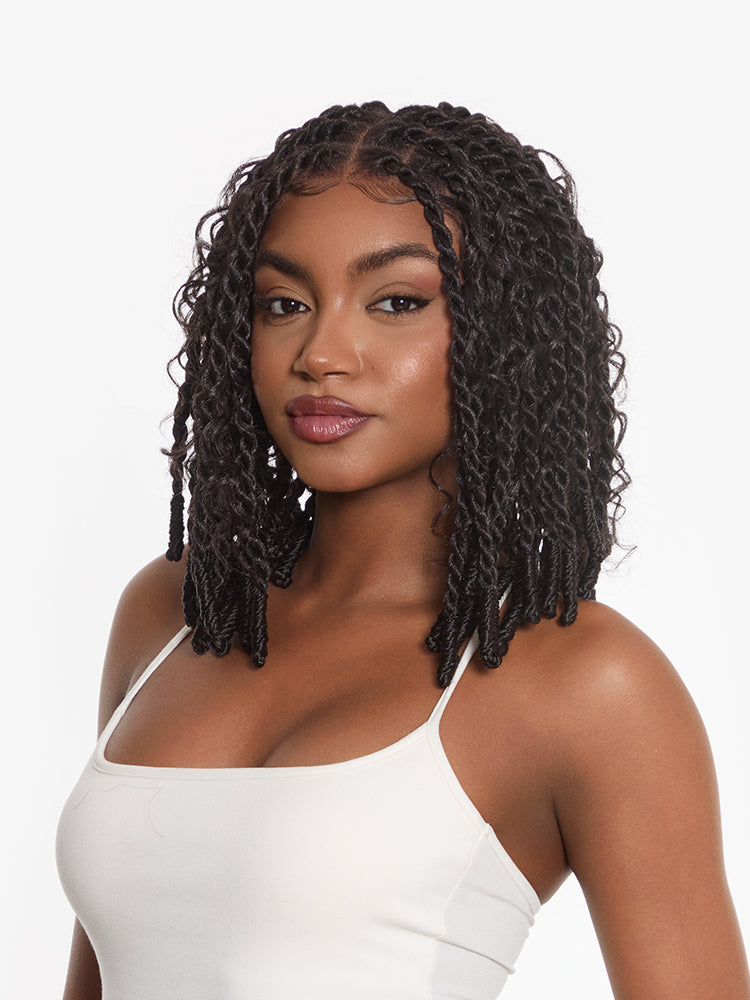 Élorvane Fiber Boho Knot Twist Bob Wig 13x5 Lace Front Wig Beginner Friendly