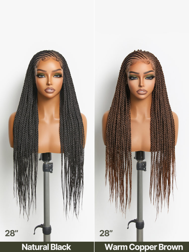 Élorvane Fiber Two-Strand Twist Braided Wig 13x5 Frontal Lace Wig with Baby Hair