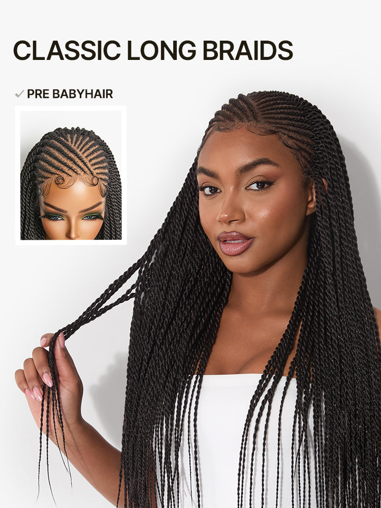 Élorvane Fiber Two-Strand Twist Braided Wig 13x5 Frontal Lace Wig with Baby Hair