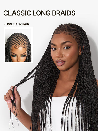 Élorvane Fiber Two-Strand Twist Braided Wig 13x5 Frontal Lace Wig with Baby Hair