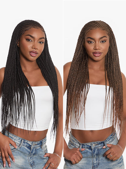 Élorvane Fiber Two-Strand Twist Braided Wig 13x5 Frontal Lace Wig with Baby Hair