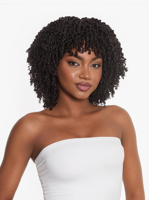 Élorvane Fiber Micro Twist Wig with Bangs Short Braided Glueless Wear and Go
