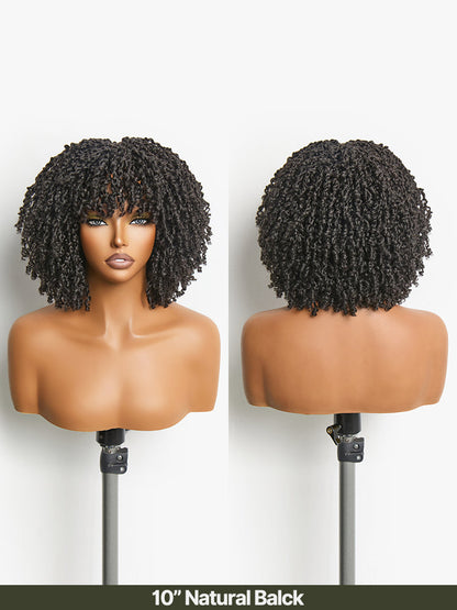Élorvane Fiber Micro Twist Wig with Bangs Short Braided Glueless Wear and Go