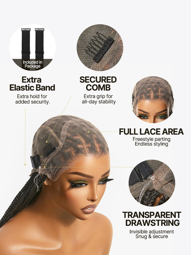 Élorvane Fiber Full Lace Boho Knotless Braids Wig with Curly Ends Loose Wave