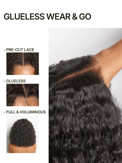 Élorvane Synthetic Fiber + Human Hair Curly T-Part Lace Wig Natural Hairline Ready to Wear