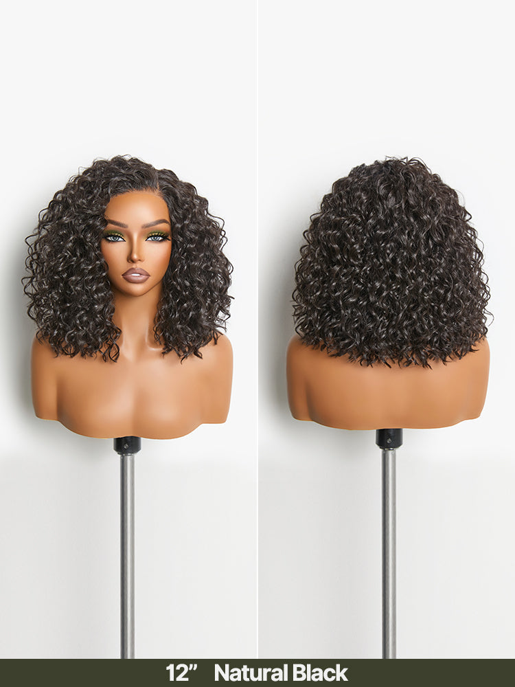 Élorvane Synthetic Fiber + Human Hair Curly T-Part Lace Wig Natural Hairline Ready to Wear