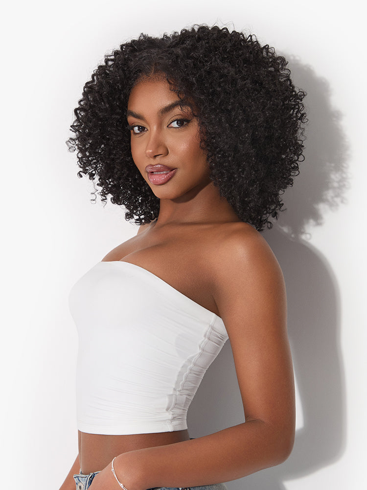 Élorvane Synthetic Fiber + Human Hair Jerry Curly Wig 13x6 Frontal Lace Wig Glueless Wear and Go
