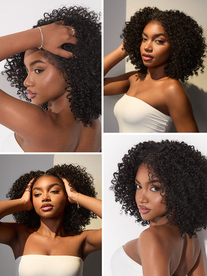 Élorvane Synthetic Fiber + Human Hair Jerry Curly Wig 13x6 Frontal Lace Wig Glueless Wear and Go