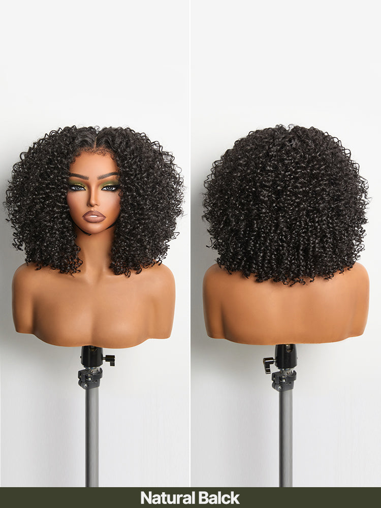 Élorvane Synthetic Fiber + Human Hair Jerry Curly Wig 13x6 Frontal Lace Wig Glueless Wear and Go