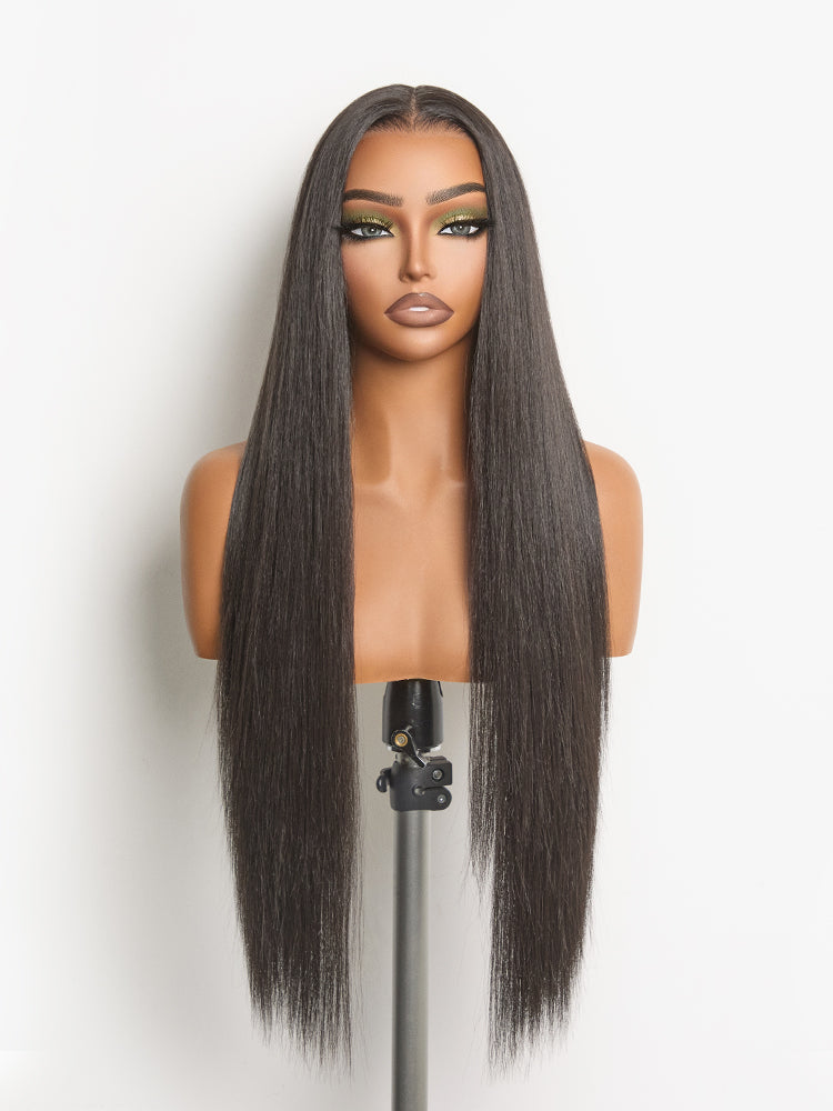 Élorvane Synthetic Fiber + Human Hair Silky Straight Drawstring Lace Wig