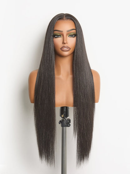 Élorvane Synthetic Fiber + Human Hair Silky Straight Drawstring Lace Wig