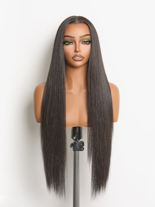 Élorvane Synthetic Fiber + Human Hair Silky Straight Drawstring Lace Wig
