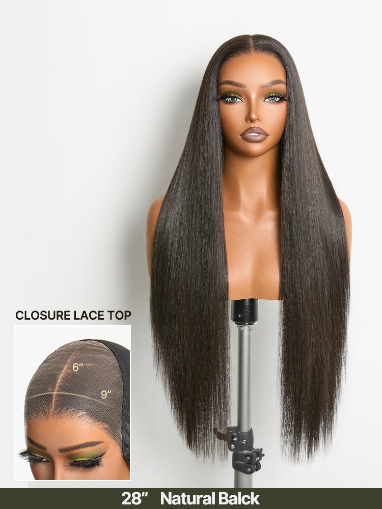 Élorvane Synthetic Fiber + Human Hair Silky Straight Drawstring Lace Wig