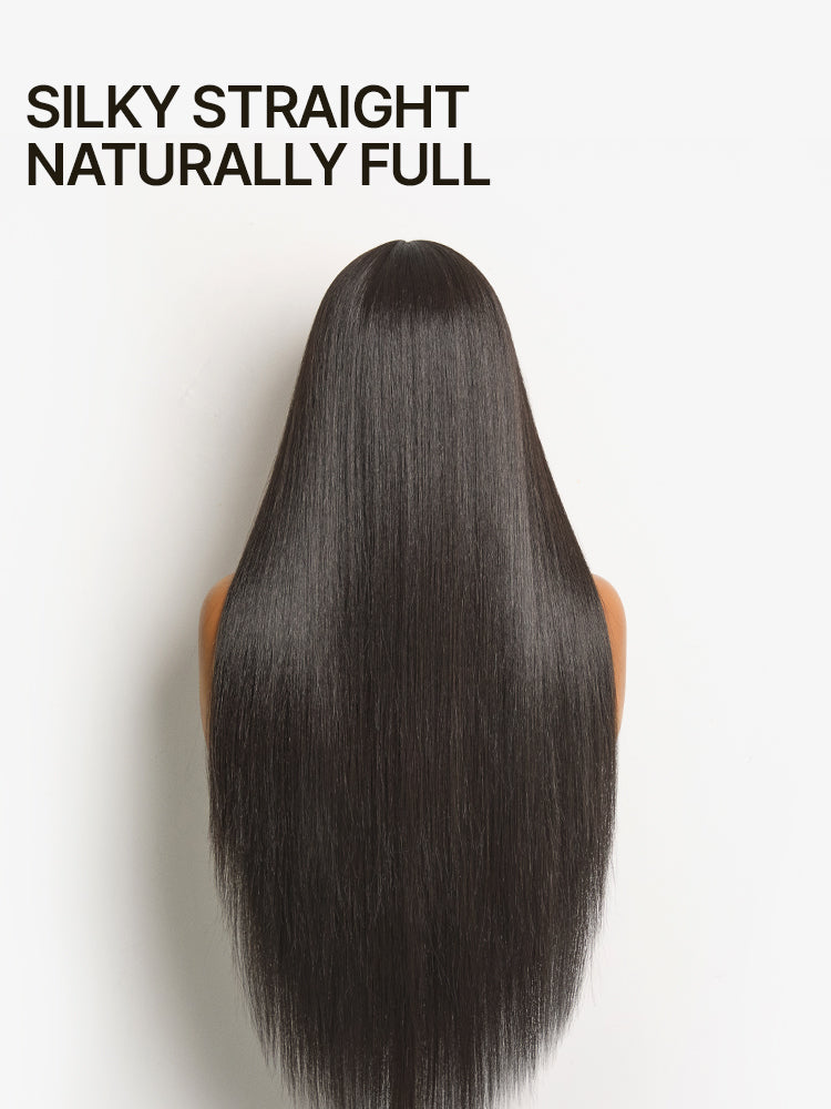 Élorvane Synthetic Fiber + Human Hair Silky Straight Drawstring Lace Wig