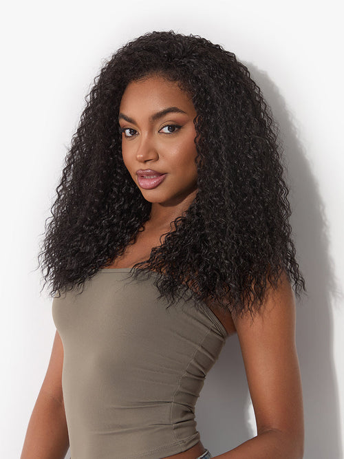 Élorvane Synthetic Fiber + Human Hair 3-in-1 Bouncy Curly Half Wig Ready to Wear Effortless Daily Wear