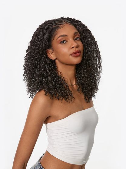 Élorvane Fiber Cornrow Top Braided Drawstring Wig 13x6 Pre-Cut Lace Front Natural Black