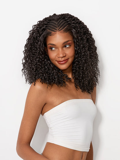 Élorvane Fiber Cornrow Top Braided Drawstring Wig 13x6 Pre-Cut Lace Front Natural Black