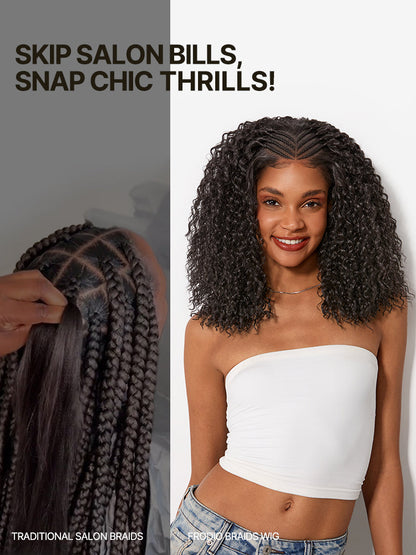 Élorvane Fiber Cornrow Top Braided Drawstring Wig 13x6 Pre-Cut Lace Front Natural Black
