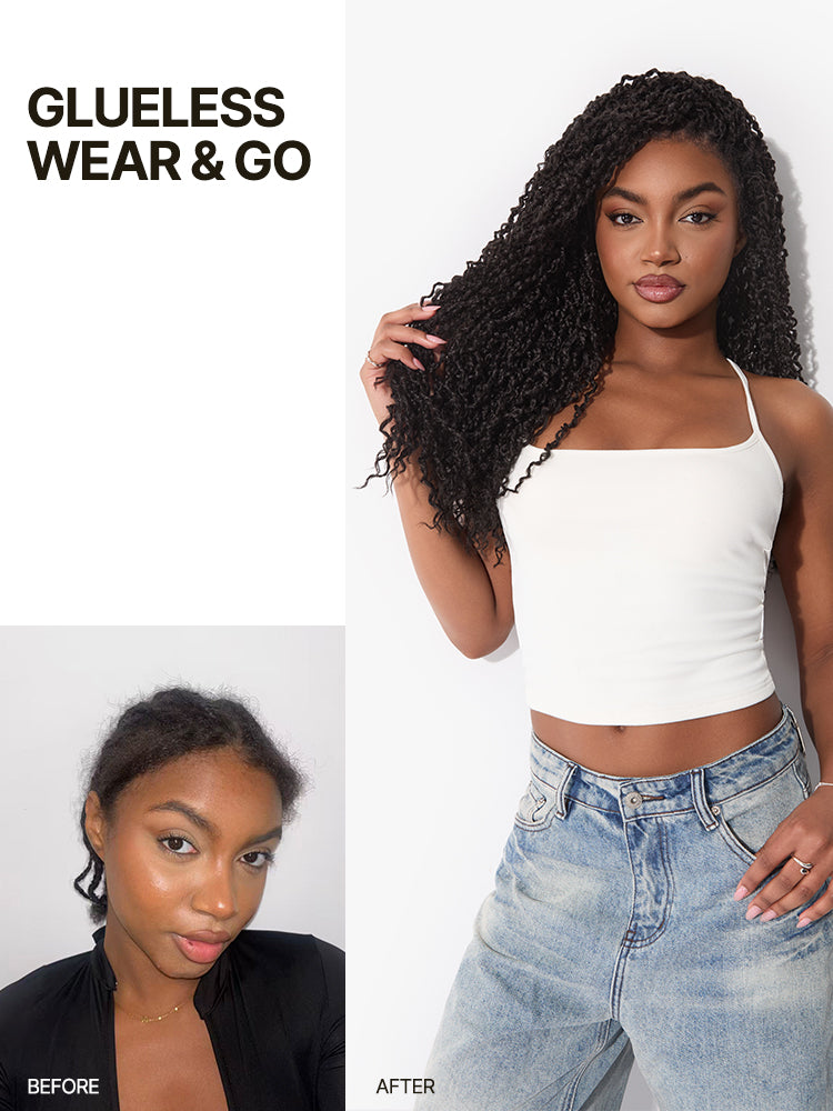 Élorvane Fiber Boho Twist Curly Wig 13x6 Pre-Cut Lace Front Glueless Ear-to-Ear