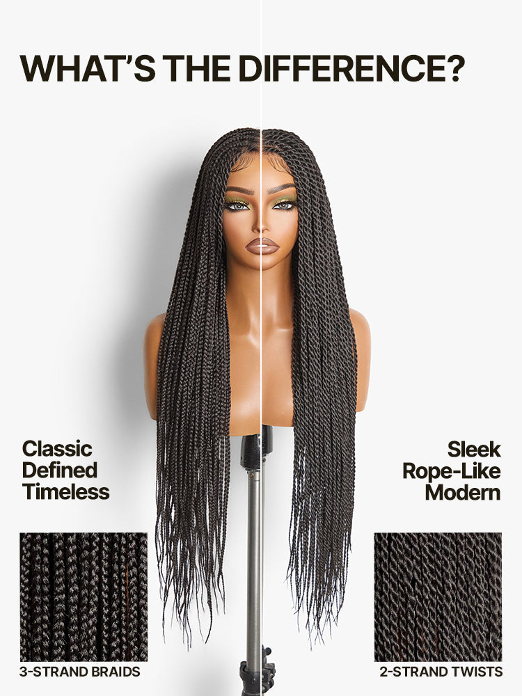 Élorvane Fiber Full Lace Braided Wig with 3-Strand Braids and 2-Strand Twists 30 Inch