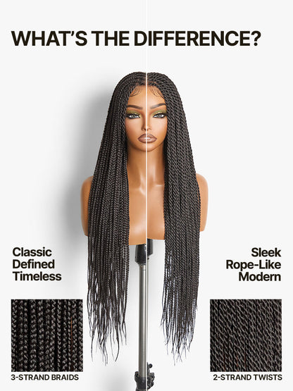 Élorvane Fiber Full Lace Braided Wig with 3-Strand Braids and 2-Strand Twists 30 Inch