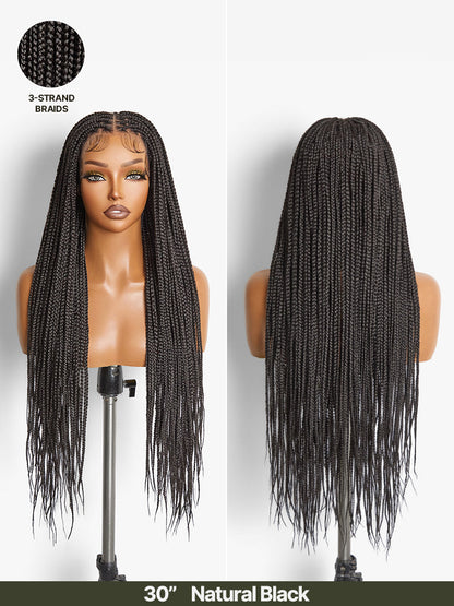 Élorvane Fiber Full Lace Braided Wig with 3-Strand Braids and 2-Strand Twists 30 Inch