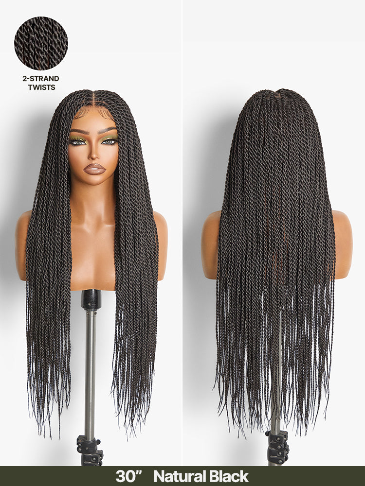 Élorvane Fiber Full Lace Braided Wig with 3-Strand Braids and 2-Strand Twists 30 Inch