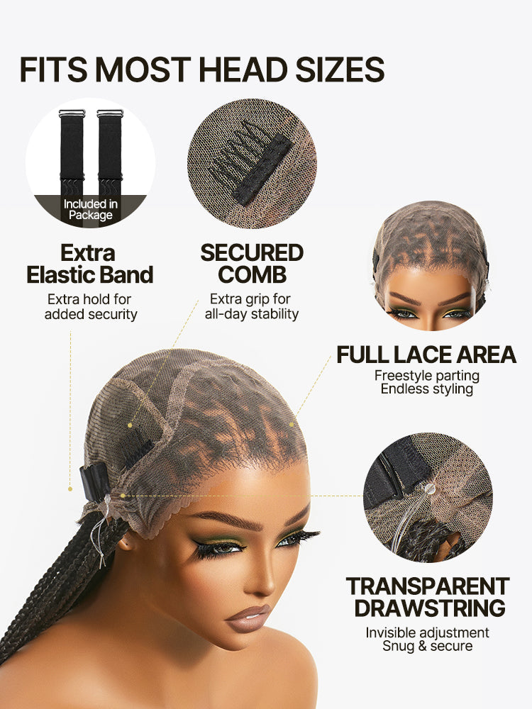 Élorvane Fiber Full Lace Braided Wig with 3-Strand Braids and 2-Strand Twists 30 Inch