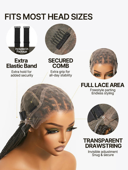 Élorvane Fiber Full Lace Braided Wig with 3-Strand Braids and 2-Strand Twists 30 Inch