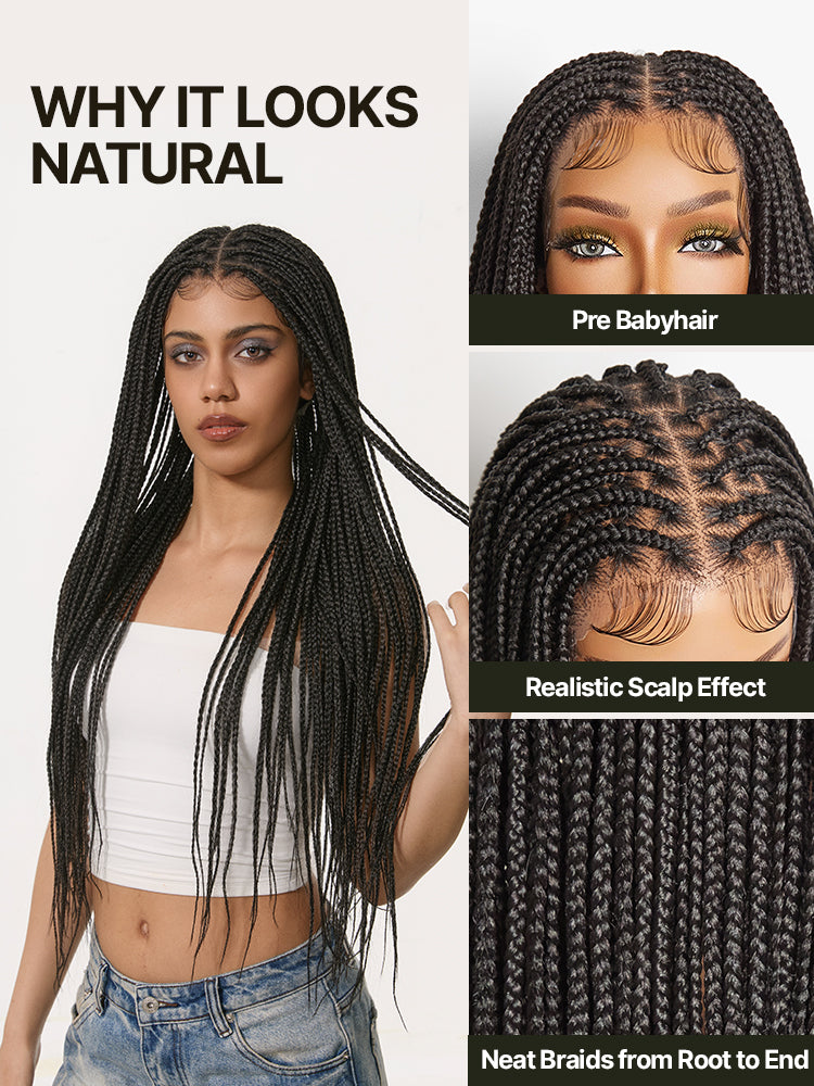 Élorvane Fiber Full Lace Braided Wig with 3-Strand Braids and 2-Strand Twists 30 Inch