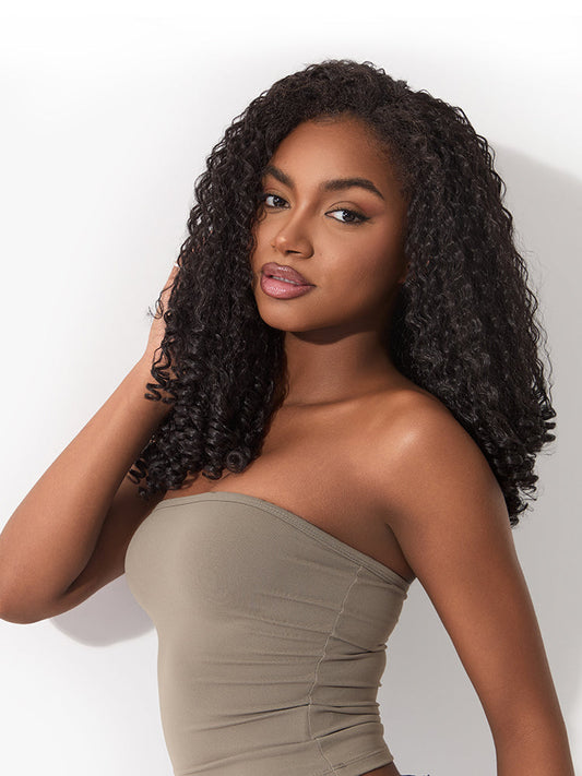 Élorvane Synthetic Fiber + Human Hair Burmese Curly 3-in-1 Half Wig Spiral Ends