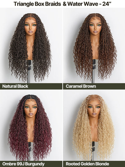 Élorvane Fiber Full Lace Boho Braids Synthetic Box Braid Wig – Grid-Part Top with Mixed Boho Curls