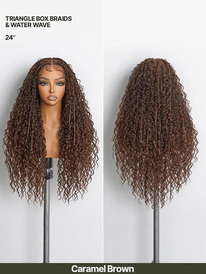 Élorvane Fiber Full Lace Boho Braids Synthetic Box Braid Wig – Grid-Part Top with Mixed Boho Curls