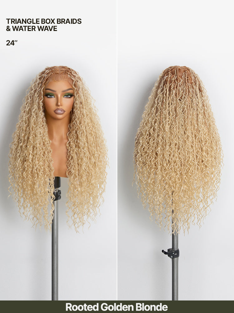 Élorvane Fiber Full Lace Boho Braids Synthetic Box Braid Wig – Grid-Part Top with Mixed Boho Curls
