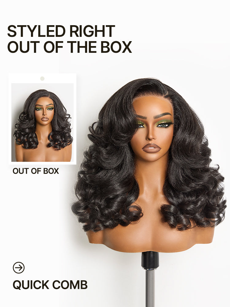 Élorvane Synthetic Fiber + Human Hair Body Wave Wig Yaki Loose Minimal Lace Glueless Wear and Go Beginner Friendly