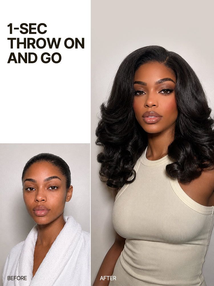 Élorvane Synthetic Fiber + Human Hair Body Wave Wig Yaki Loose Minimal Lace Glueless Wear and Go Beginner Friendly