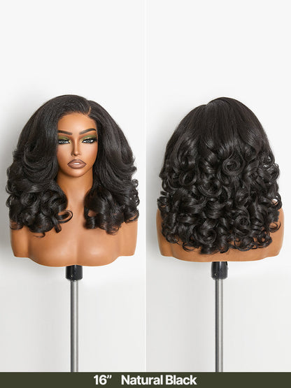 Élorvane Synthetic Fiber + Human Hair Body Wave Wig Yaki Loose Minimal Lace Glueless Wear and Go Beginner Friendly