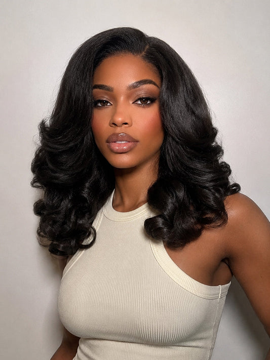 Élorvane Synthetic Fiber + Human Hair Body Wave Wig Yaki Loose Minimal Lace Glueless Wear and Go Beginner Friendly