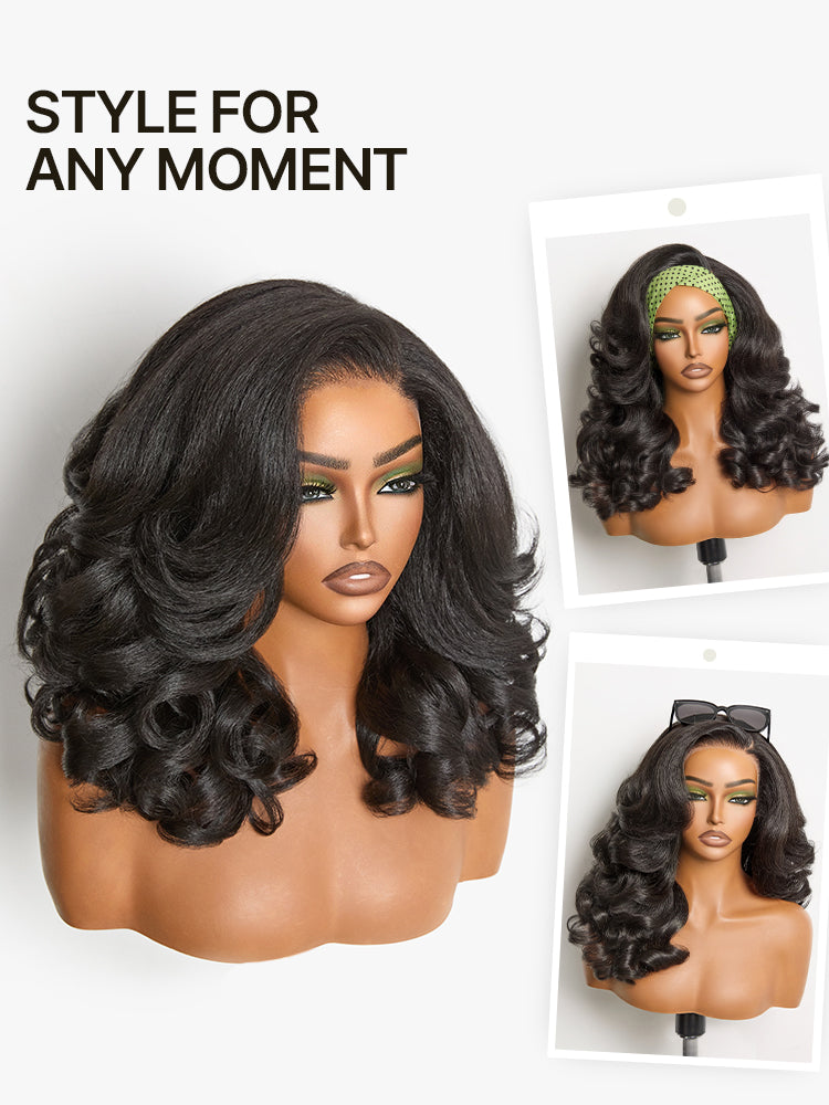 Élorvane Synthetic Fiber + Human Hair Body Wave Wig Yaki Loose Minimal Lace Glueless Wear and Go Beginner Friendly
