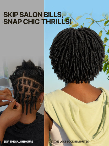 Élorvane Fiber Short Twist Dreadlocks Wig with Curly Bangs Glueless Beginner Friendly