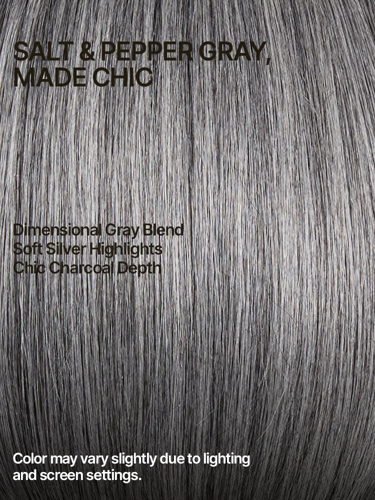 Élorvane Synthetic Fiber + Human Hair Layered Bob Wig Salt and Pepper Gray Glueless Pre-Cut Lace