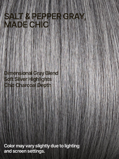 Élorvane Synthetic Fiber + Human Hair Layered Bob Wig Salt and Pepper Gray Glueless Pre-Cut Lace