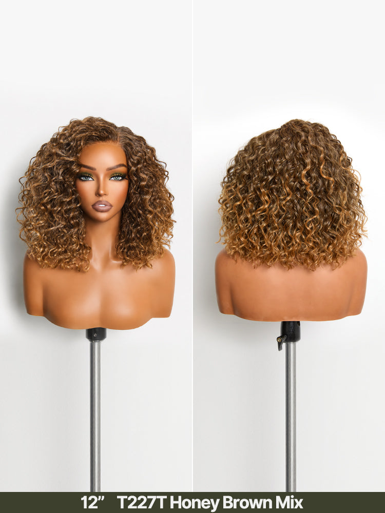 Élorvane Synthetic Fiber + Human Hair Curly T-Part Lace Wig Natural Hairline Ready to Wear