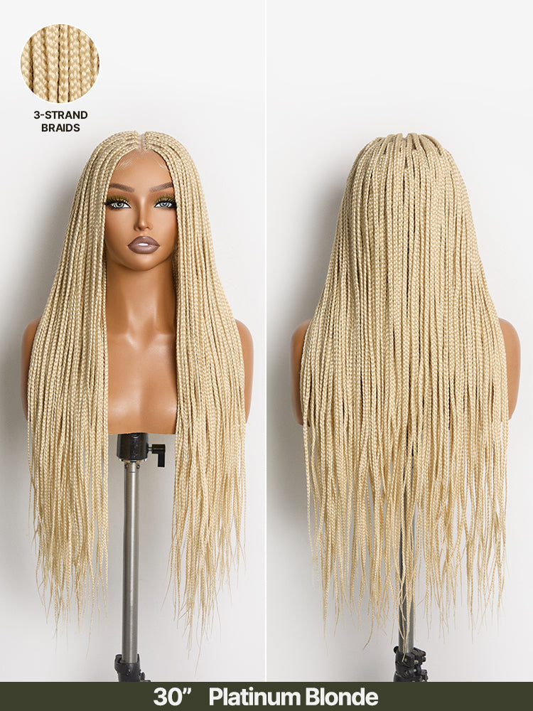 Élorvane Fiber Full Lace Braided Wig with 3-Strand Braids and 2-Strand Twists 30 Inch