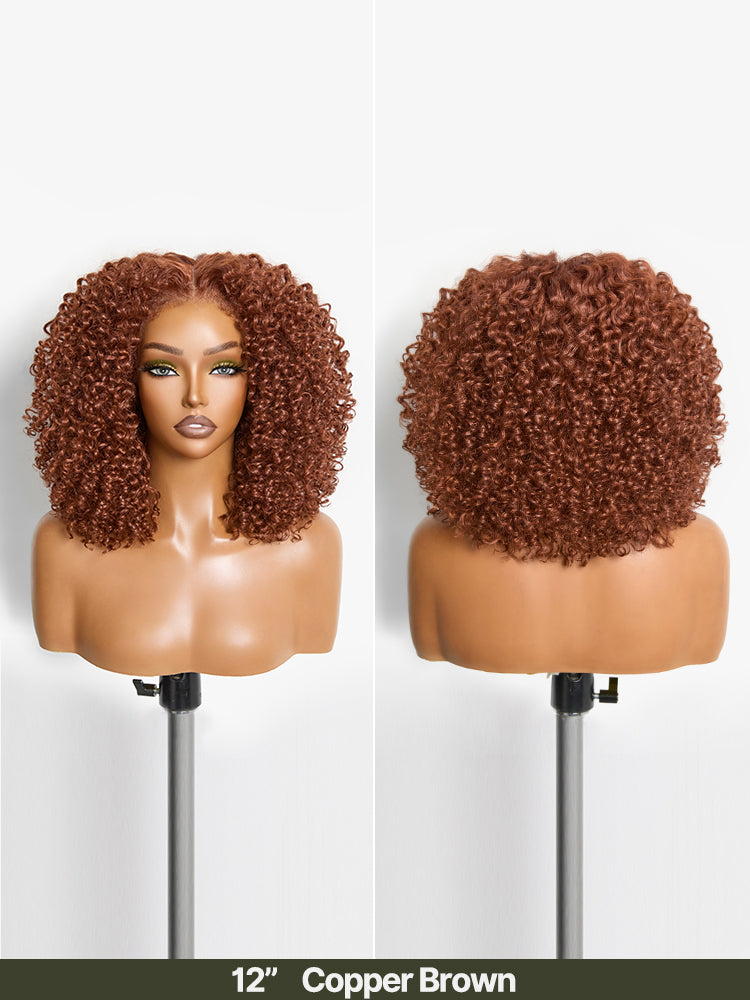 Élorvane Synthetic Fiber + Human Hair Jerry Curly Wig 13x6 Frontal Lace Wig Glueless Wear and Go