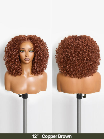 Élorvane Synthetic Fiber + Human Hair Jerry Curly Wig 13x6 Frontal Lace Wig Glueless Wear and Go