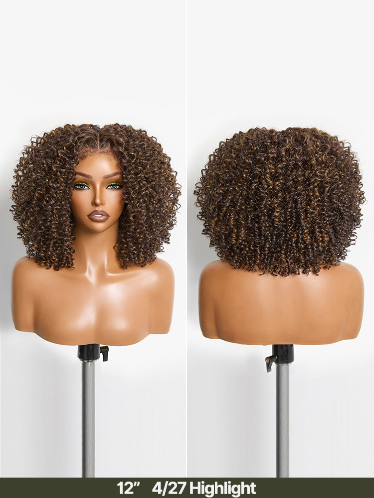 Élorvane Synthetic Fiber + Human Hair Jerry Curly Wig 13x6 Frontal Lace Wig Glueless Wear and Go