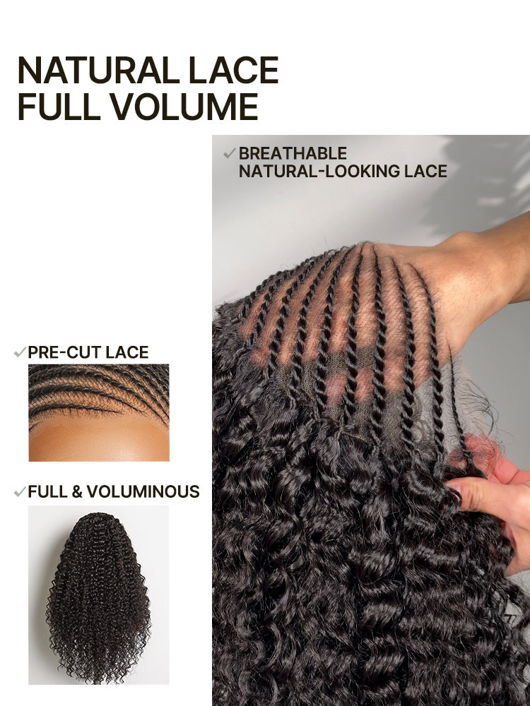 Élorvane Fiber Fulani Braid Wig 13x6 Frontal Lace Wig Chic and Voluminous