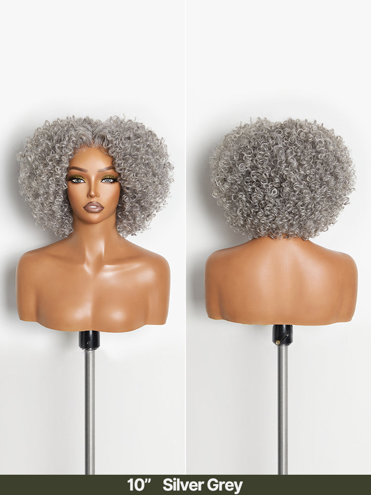 Élorvane Synthetic Fiber + Human Hair Short Jerry Curly Drawstring Wig Pre-Cut Lace Glueless
